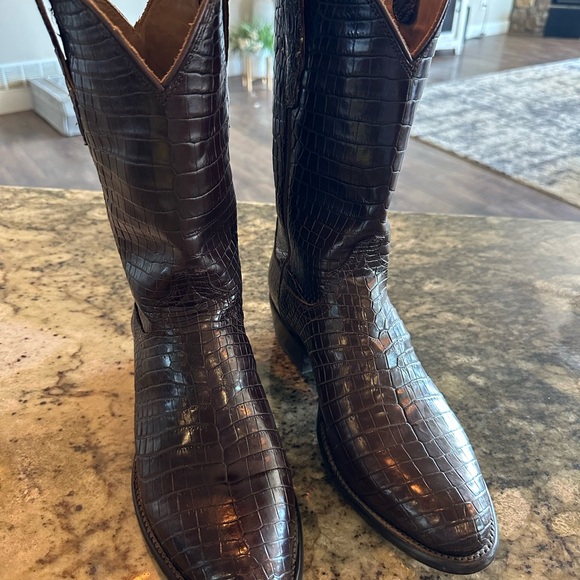 Tecovas Dark Brown Crocodile Boots - Picture 2 of 3